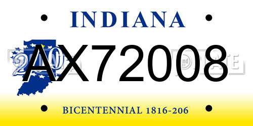 AX72008 Indiana License Plate