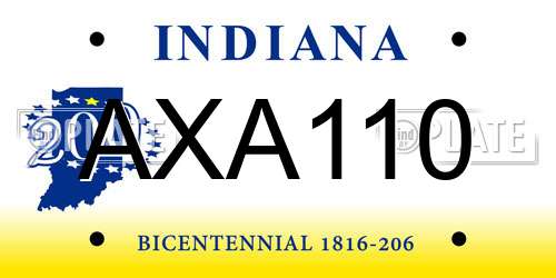 AXA110 Indiana License Plate