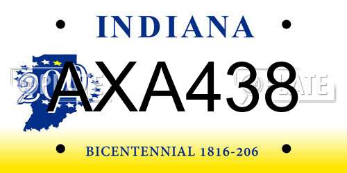 AXA438 Indiana License Plate