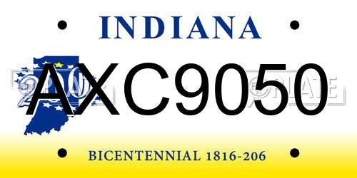 AXC9050 Indiana License Plate
