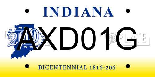 AXD01G Indiana License Plate