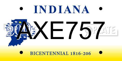 AXE757 Indiana License Plate