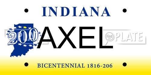 AXEL Indiana License Plate