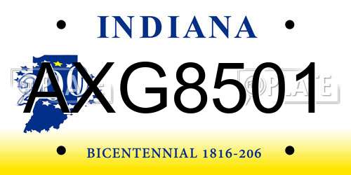 AXG8501 Indiana License Plate