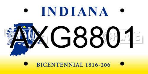 AXG8801 Indiana License Plate