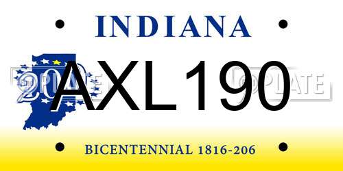 AXL190 Indiana License Plate