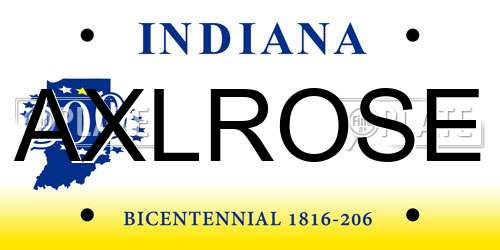 AXLROSE Indiana License Plate