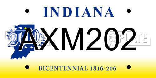 AXM202 Indiana License Plate