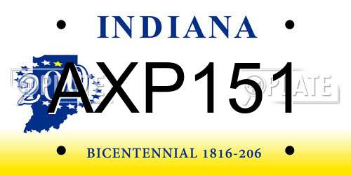 AXP151 Indiana License Plate