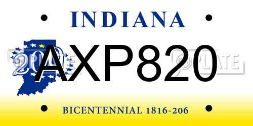 AXP820 Indiana License Plate