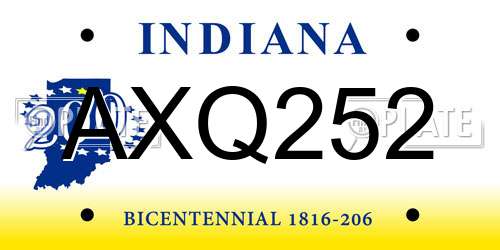 AXQ252 Indiana License Plate