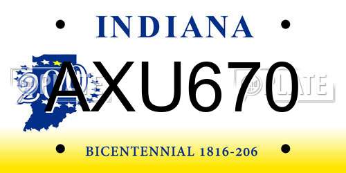 AXU670 Indiana License Plate