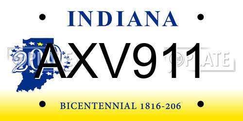 AXV911 Indiana License Plate