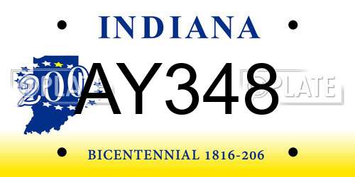 AY348 Indiana License Plate