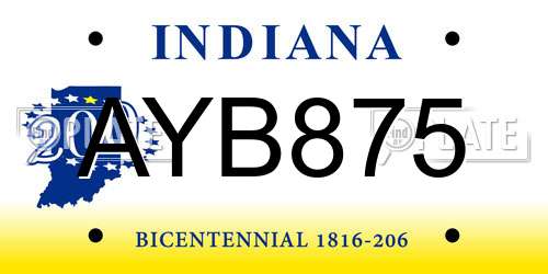 AYB875 Indiana License Plate