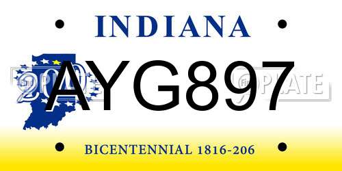 AYG897 Indiana License Plate