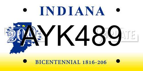 AYK489 Indiana License Plate