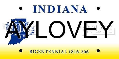 AYLOVEY Indiana License Plate