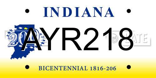 AYR218 Indiana License Plate