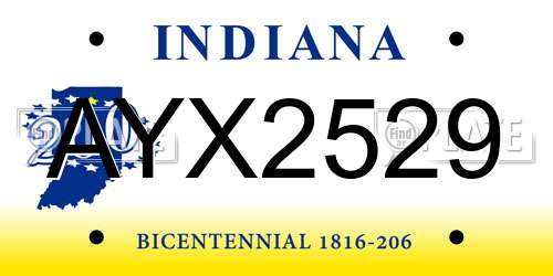 AYX2529 Indiana License Plate