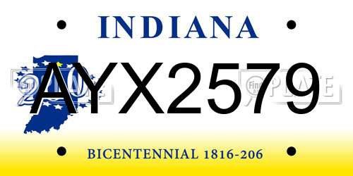 AYX2579 Indiana License Plate