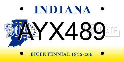 AYX489 Indiana License Plate