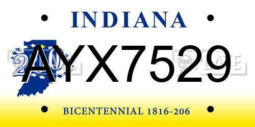 AYX7529 Indiana License Plate
