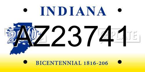AZ23741 Indiana License Plate