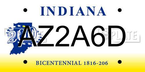 AZ2A6D Indiana License Plate