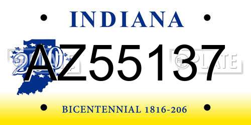 AZ55137 Indiana License Plate