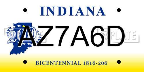 AZ7A6D Indiana License Plate