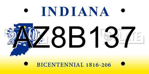 AZ8B137 Indiana License Plate