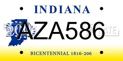 AZA586 Indiana License Plate