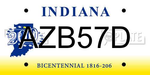 AZB57D Indiana License Plate