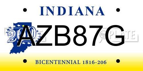 AZB87G Indiana License Plate