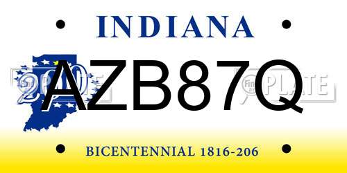 AZB87Q Indiana License Plate