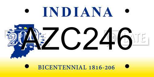 AZC246 Indiana License Plate