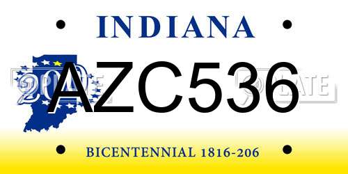 AZC536 Indiana License Plate