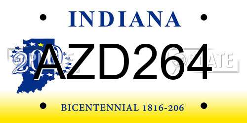 AZD264 Indiana License Plate