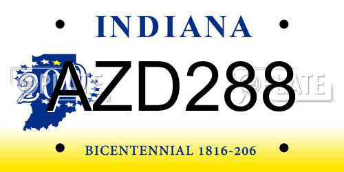 AZD288 Indiana License Plate