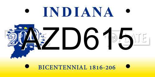 AZD615 Indiana License Plate