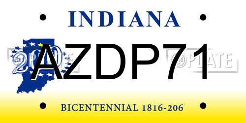 AZDP71 Indiana License Plate