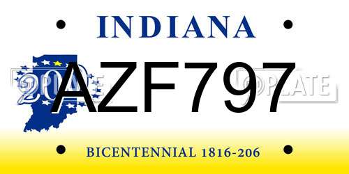 AZF797 Indiana License Plate