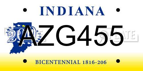 AZG455 Indiana License Plate