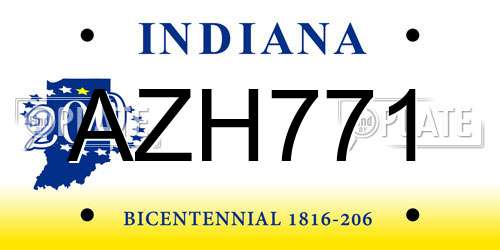 AZH771 Indiana License Plate