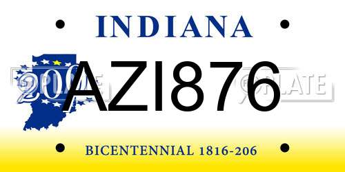 AZI876 Indiana License Plate