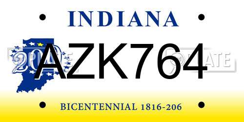 AZK764 Indiana License Plate