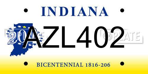 AZL402 Indiana License Plate