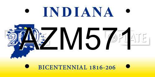 AZM571 Indiana License Plate