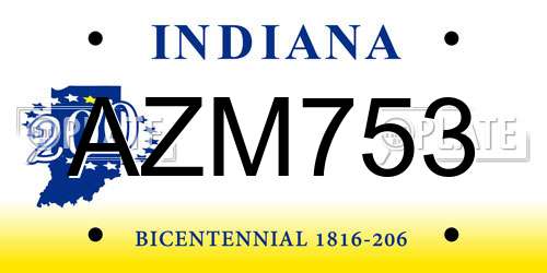 AZM753 Indiana License Plate
